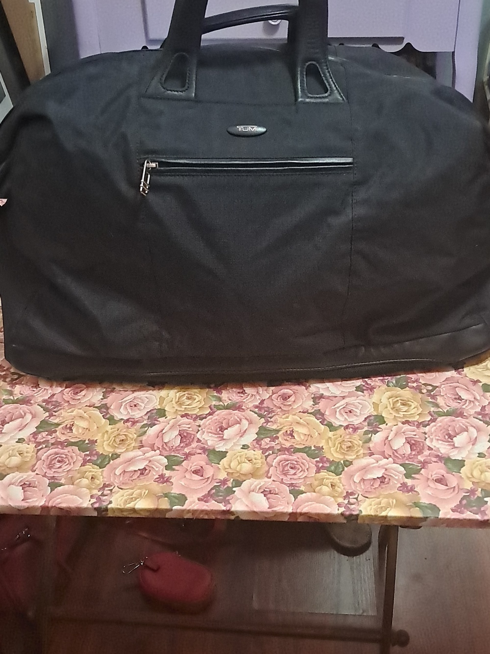 Tumi Black Travel Duffel with Top Handles And Detachable Long Carry Strap